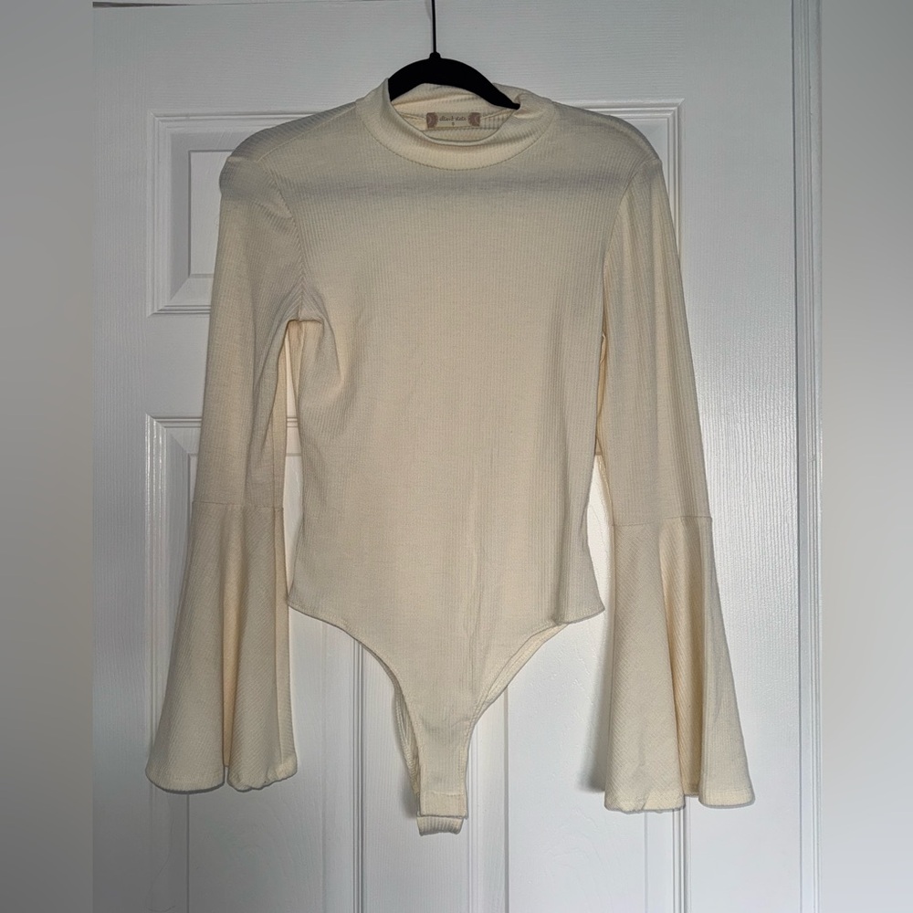 Altar’d State Cream Long Bell-Sleeve Bodysuit